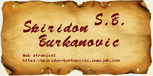 Spiridon Burkanović vizit kartica